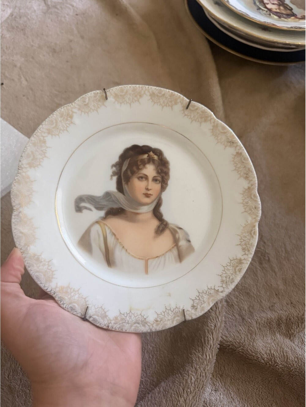 Vintage Queen Louise of Prussia Portrait Plate Mignon Z.S. C.S. Bavaria 6 in